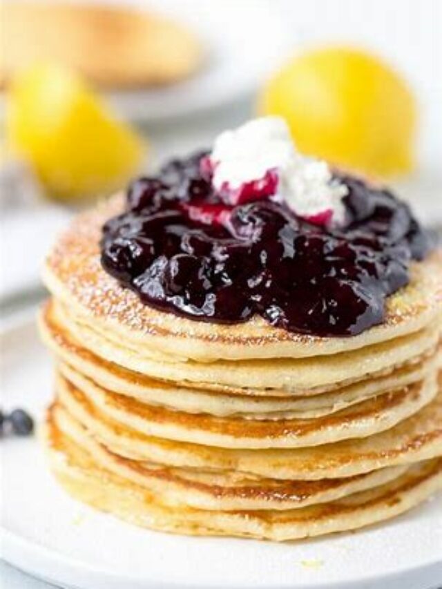 Fluffy Pancakes Meet Cake - With Berry Compote and Lemon Cake